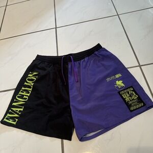 Dumbgood Neon Genesis Evangelion Lined Shorts Mens L 4.5" Anime Purple/Black